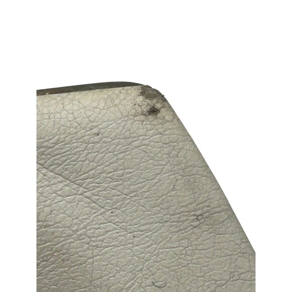 Vintage White Leather Clutch Purse Brown Lucite Handle & Gold Chain - Picture 2 of 13